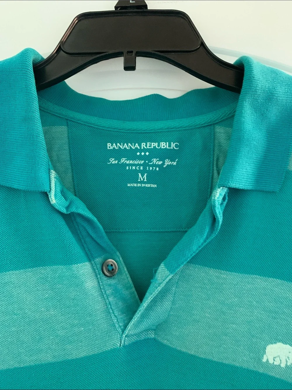 Banana Republic Men’s Striped Polo M Medium blue